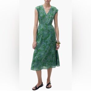 Mango Green and Blue Paisley Midi Dress